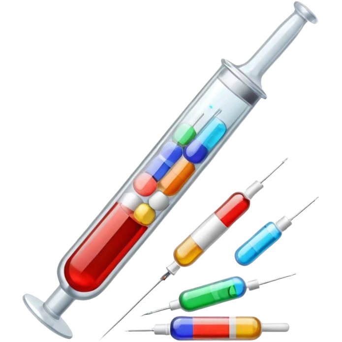 alcohol pills and drugs and serynge with needle emoji