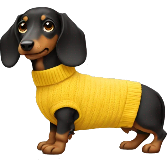 daschaund wearing yellow jumper emoji