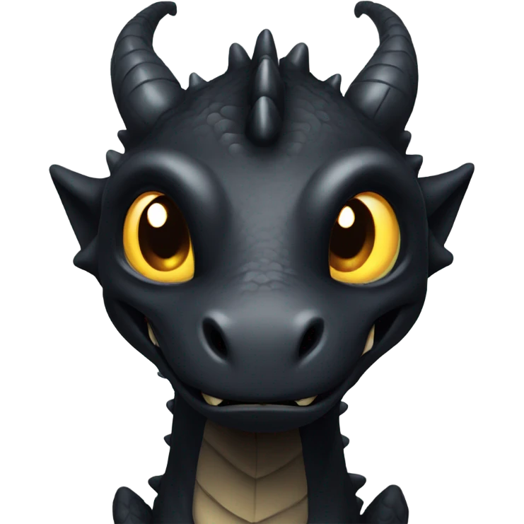 Black dragon with golden eyes emoji