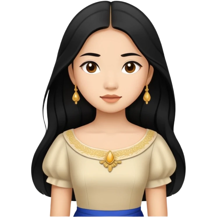Beautiful Asian girl with long black hair wearing Filipiana dress emoji