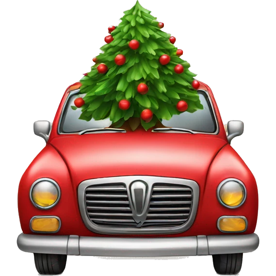 Rotes Auto mit Weihnachtsbaum emoji