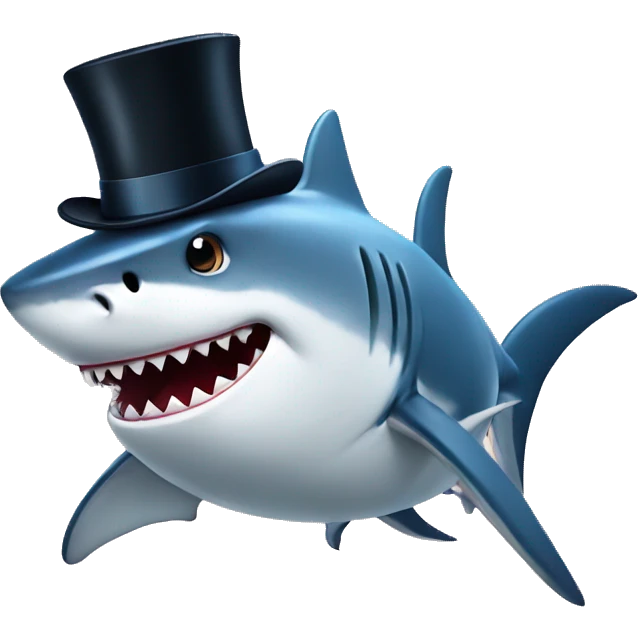 Shark with a top hat emoji