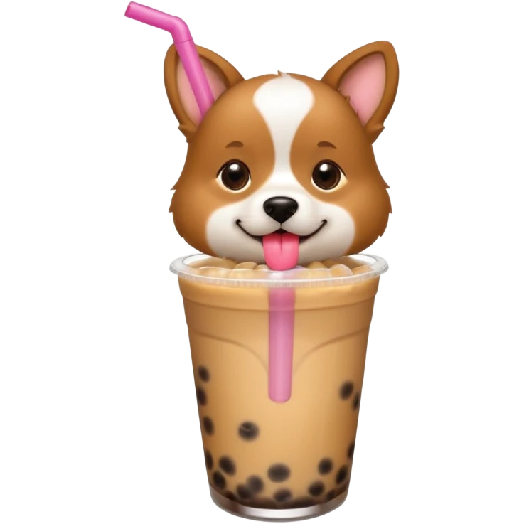 dog drinks bubble tea emoji