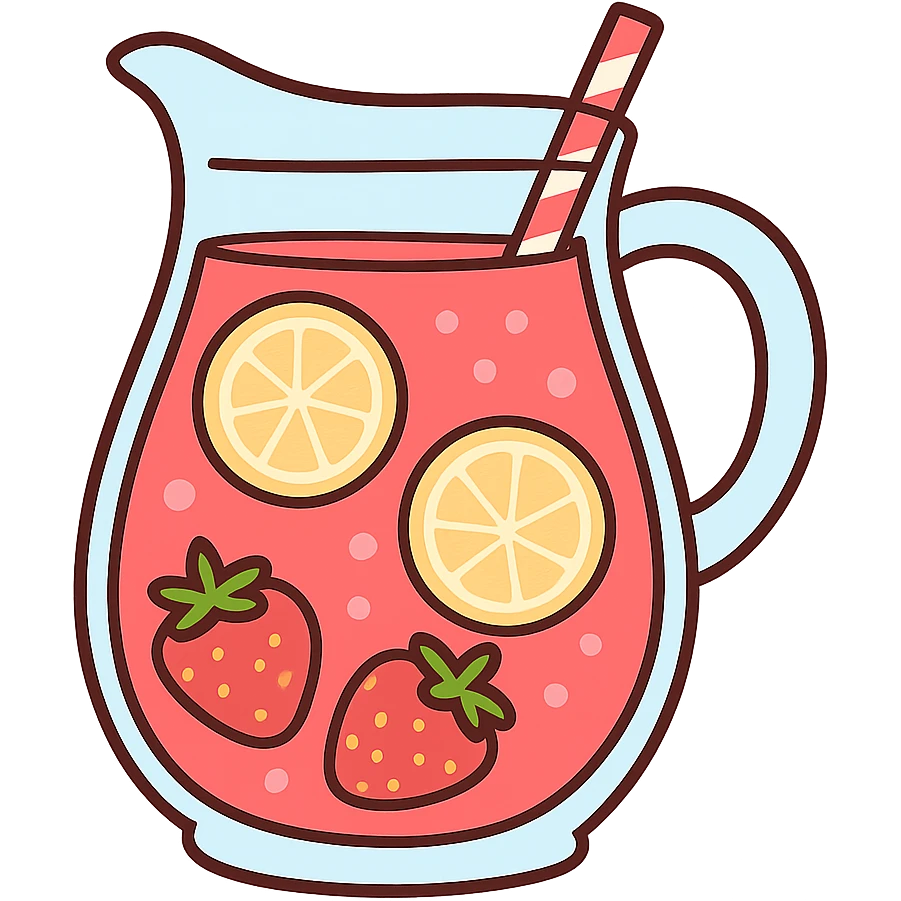 flat toon strawberry lemonade emoji