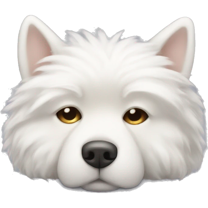 Fluffy white dog sleeping face emoji