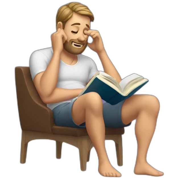 man scratching his head while reading a book emoji
