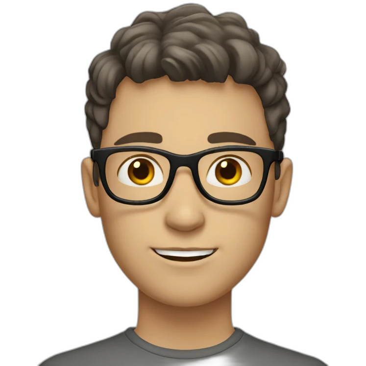 white boy with dark brown hair with gray glasses emoji