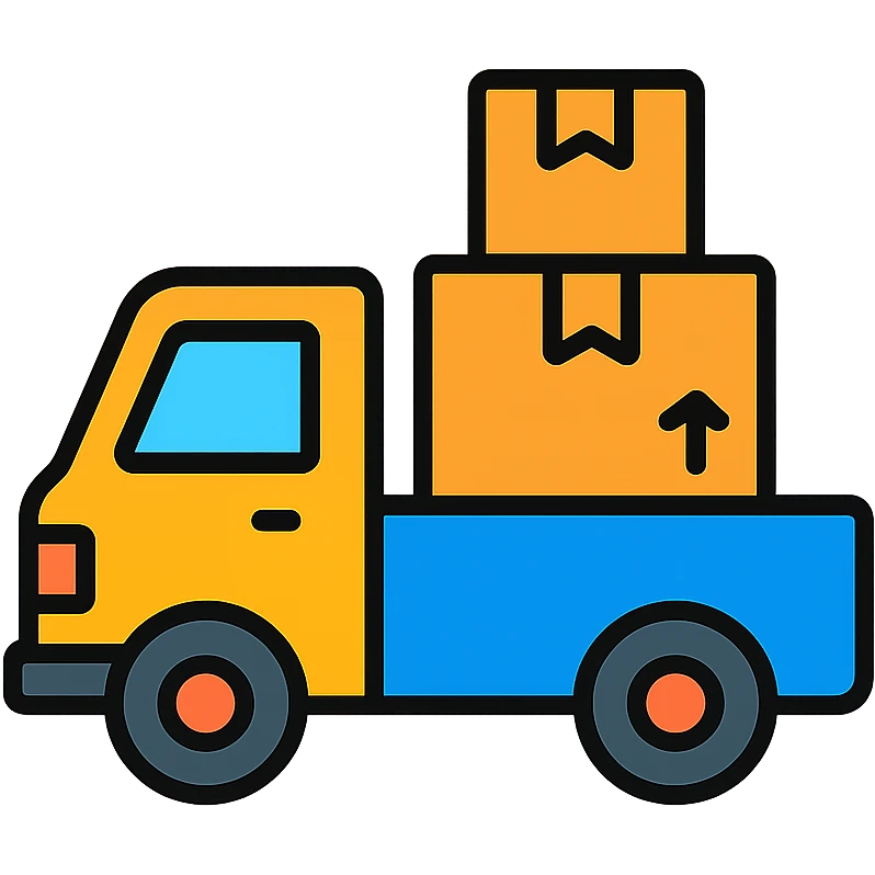 A delivery truck with packages, representing a supplier emoji