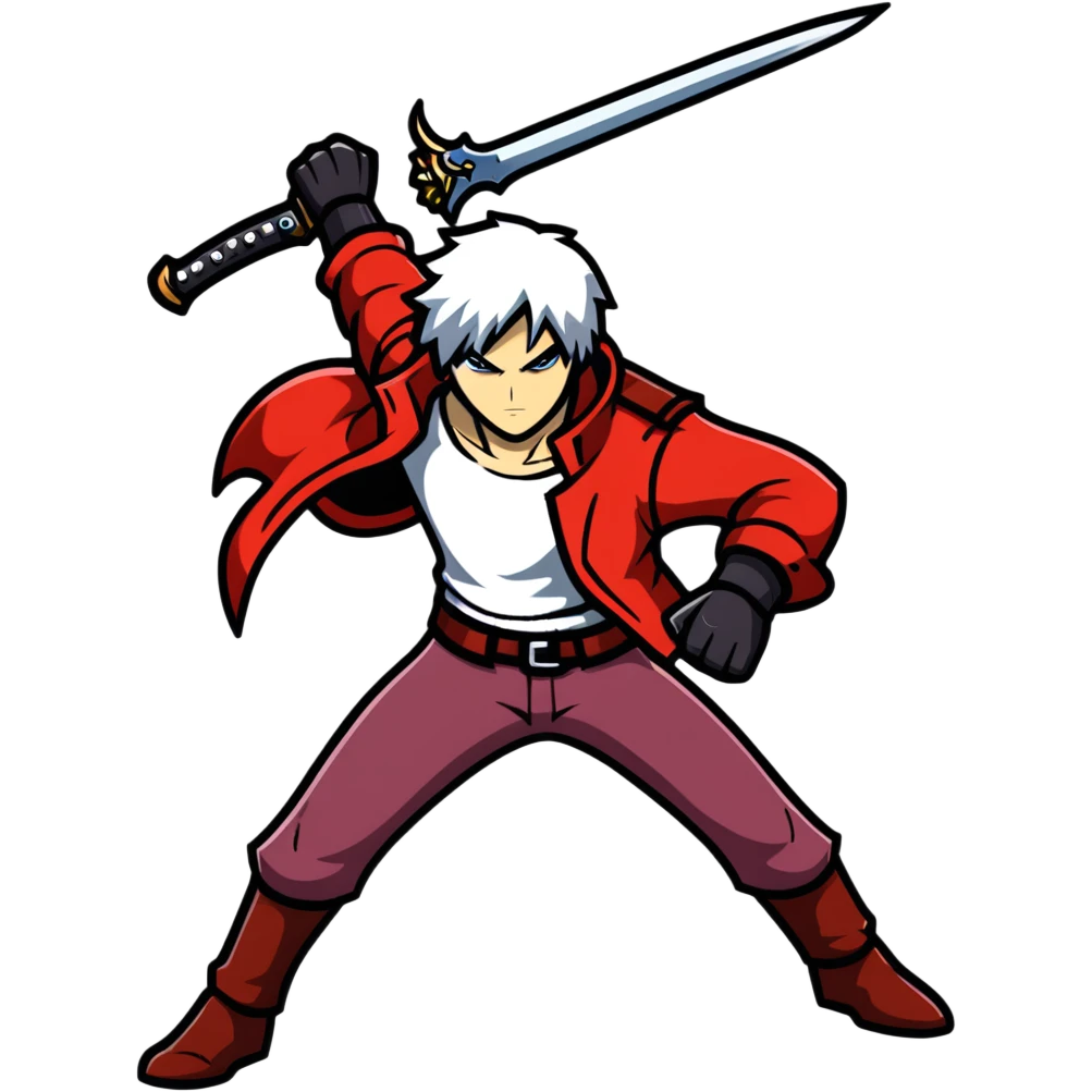 Dante from Devil May Cry in fighting pose emoji