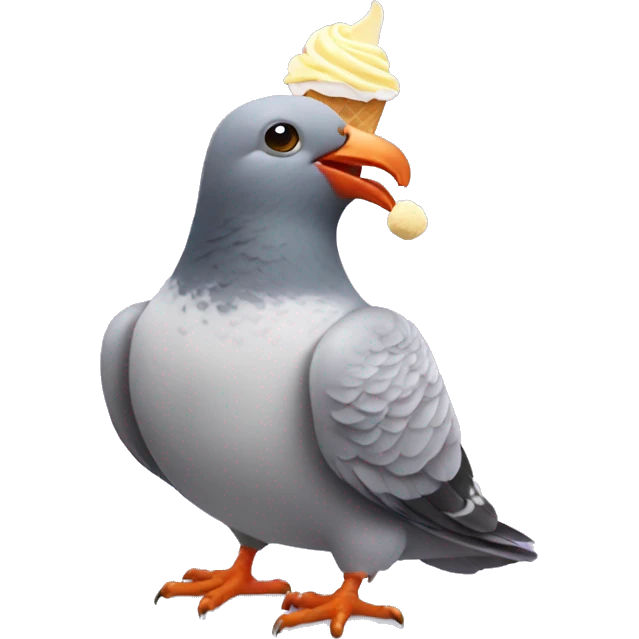 pigeon eating ice cream emoji
