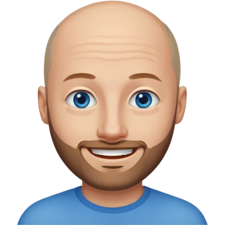 homme yeux bleus presque chauve et une barbe courte moins de chevaux et sourir emoji