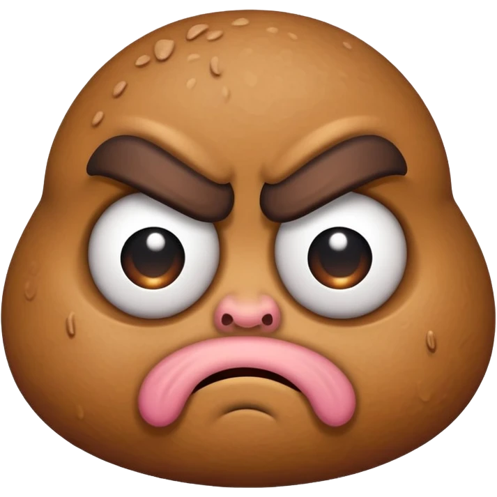 grumpy poop emoji with angry eyebrows emoji
