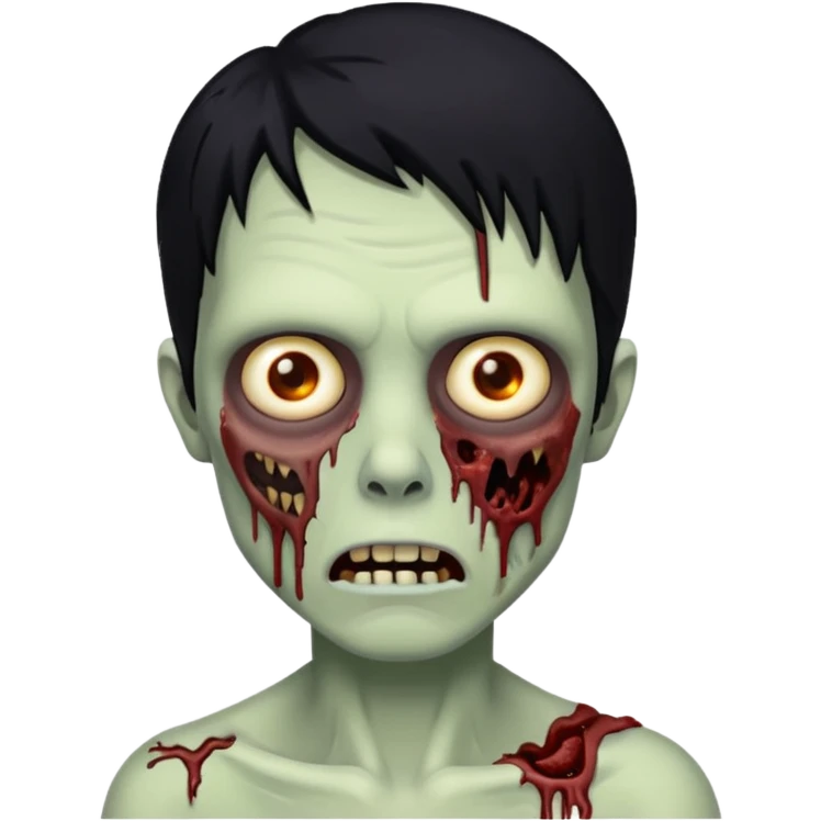 zombie com cabelo preto e fundo azul emoji