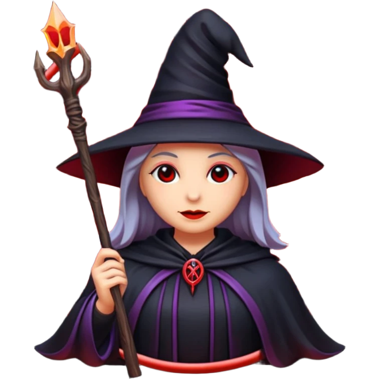 iOS emoji, dark fantasy magic seal, witch symbol, web pattern, red glow, minimal clean style emoji