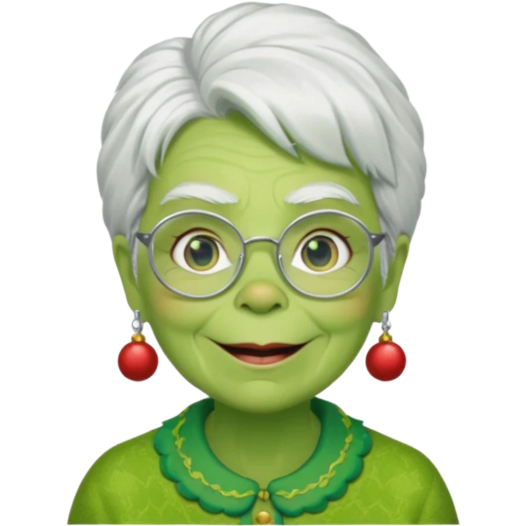Grinch grand mother with white hair and with glasses emoji