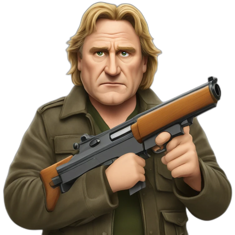 Gérard Depardieu with a rifle emoji