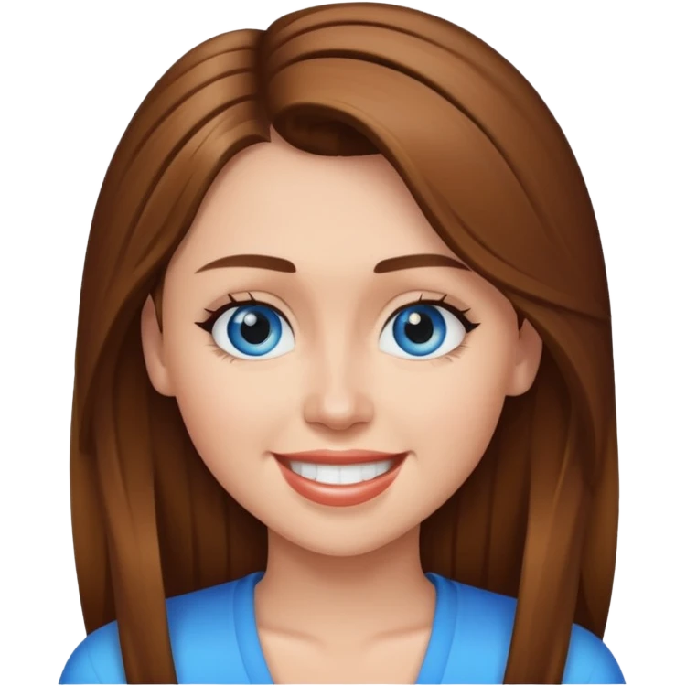 Miley Cyrus with blue eyes, brown long hair emoji