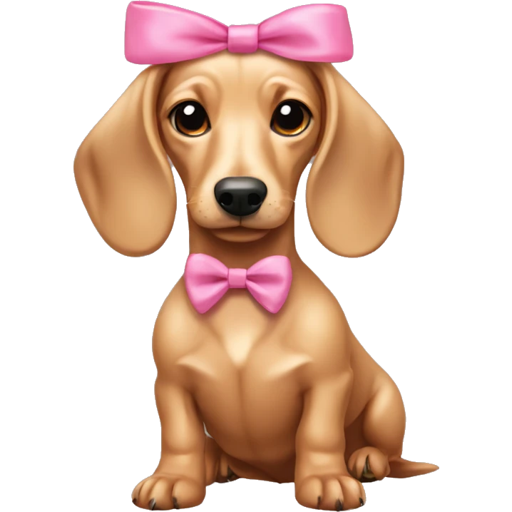 Beige dachshund dog with a pink bow emoji