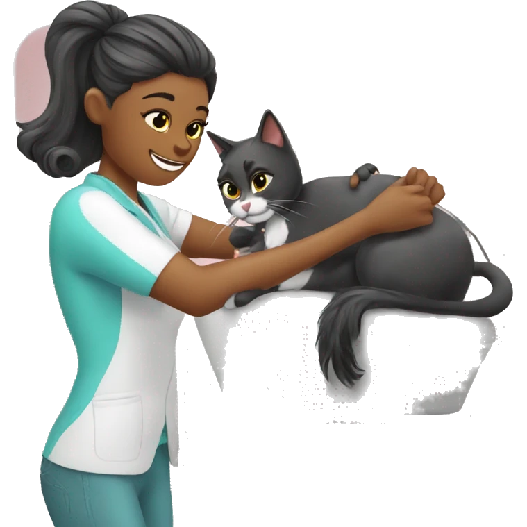 Hair dresser grooming a cat emoji