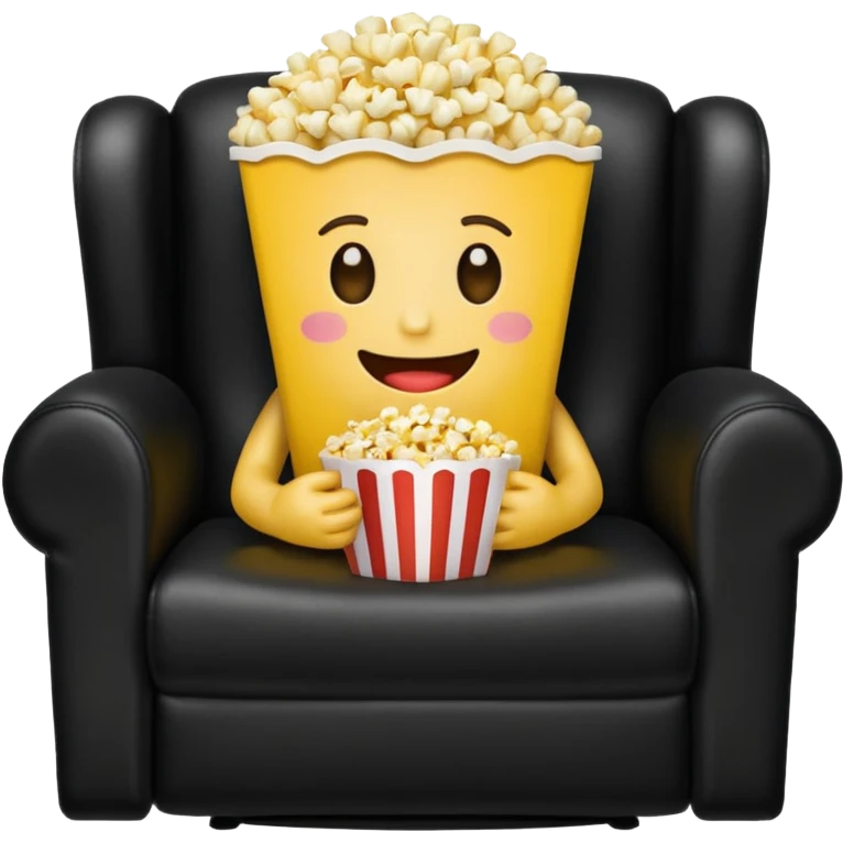 An emoji eating popcorn sitting on a recliner  emoji