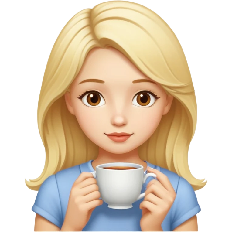 Blonde haired girl sipping tea  emoji