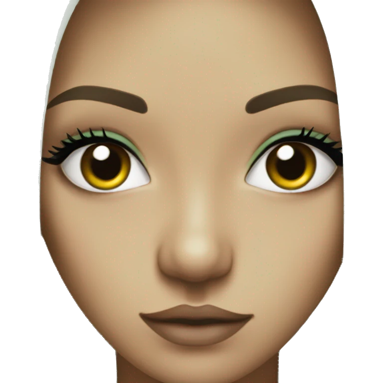 sage green lashes and eyebrows half a face emoji
