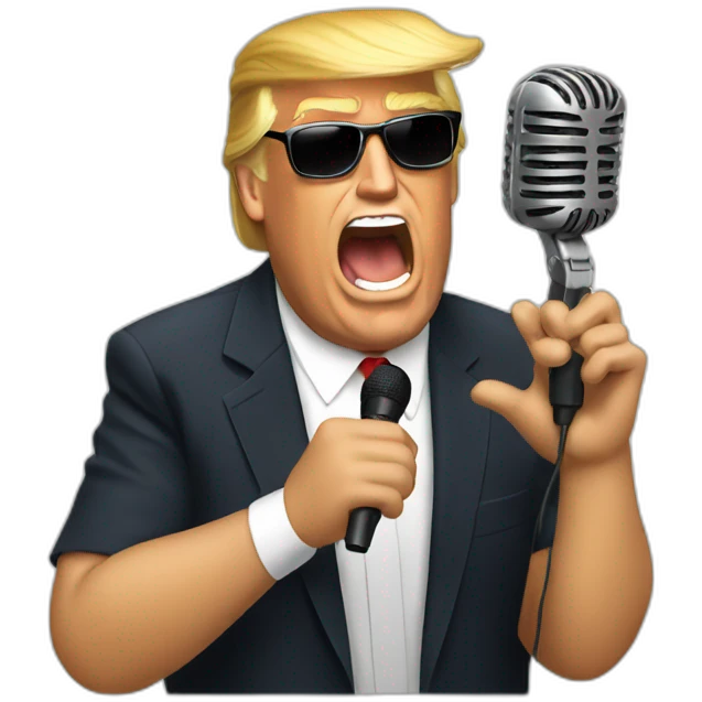 Trump rapping with microphone emoji