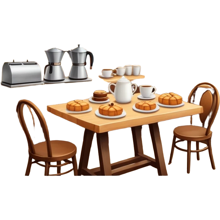cozy cafe interior with coffee cups and pastries emoji