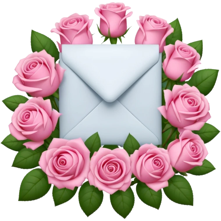 ی نامه وسط دسته گل صورتی emoji