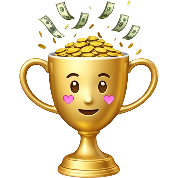 a winnig cup with money symbol emoji emoji