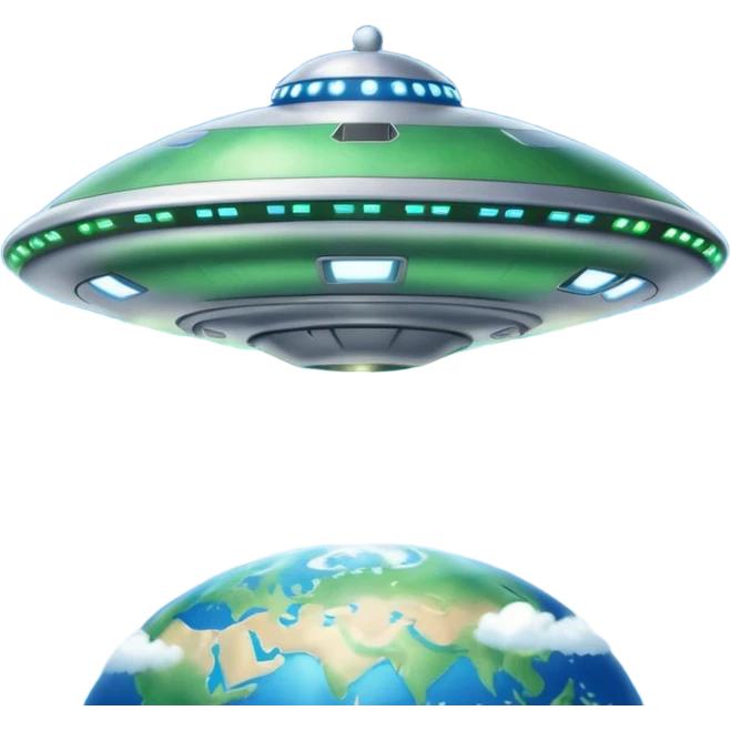 UFO mother ship attacking round earth emoji