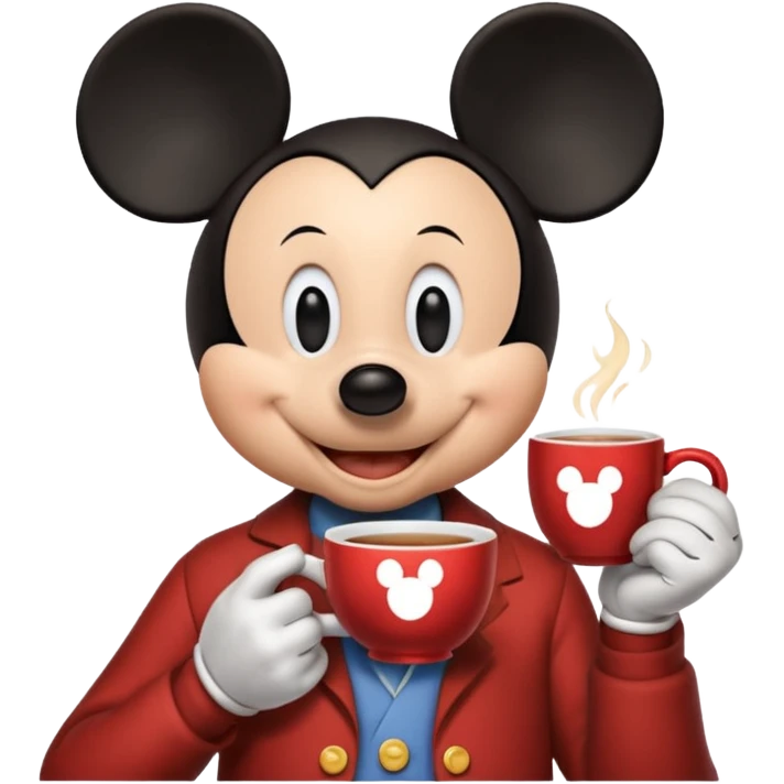 Disney Mickey with a cup of tea emoji