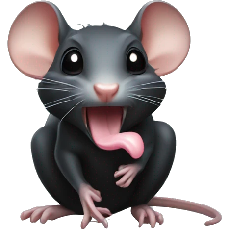 a black rat sticking out its tongue emoji