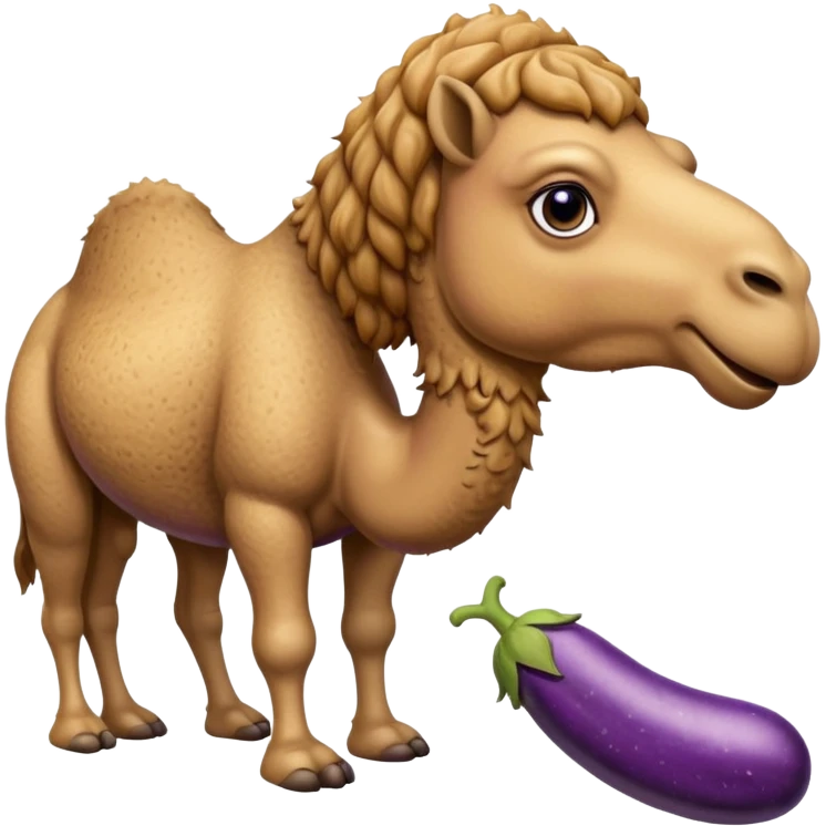 Camel eating eggplant emoji
