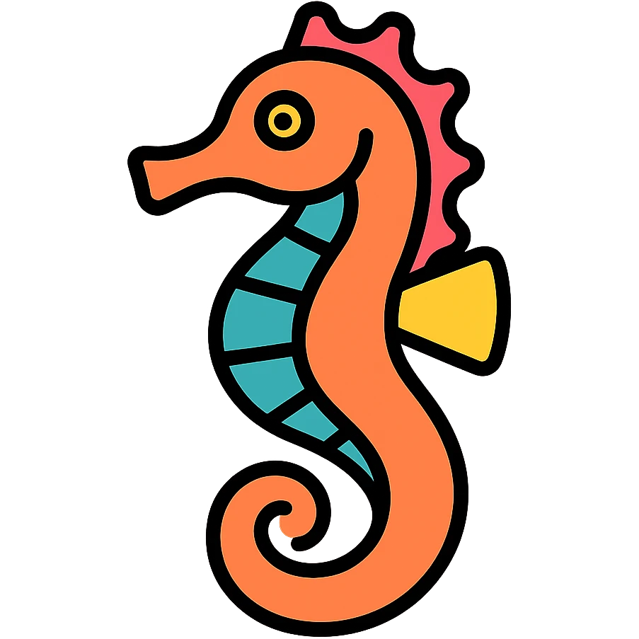 colored seahorse icon emoji