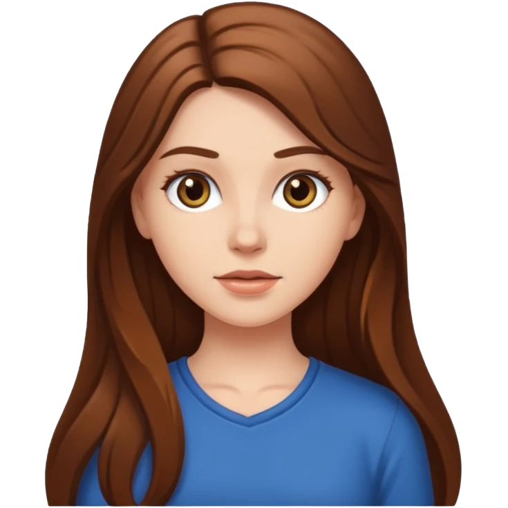 White girl with long brown hair emoji
