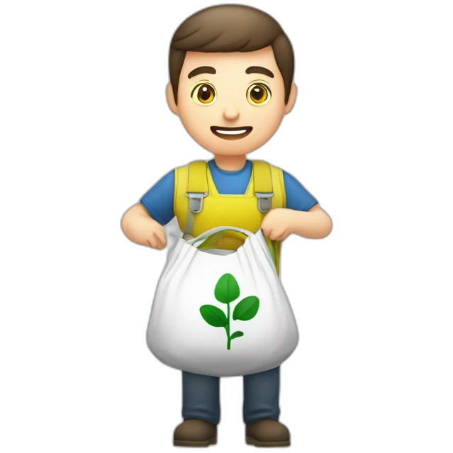 Agronomist holding a fertilizer bag with “SQM” written on it emoji