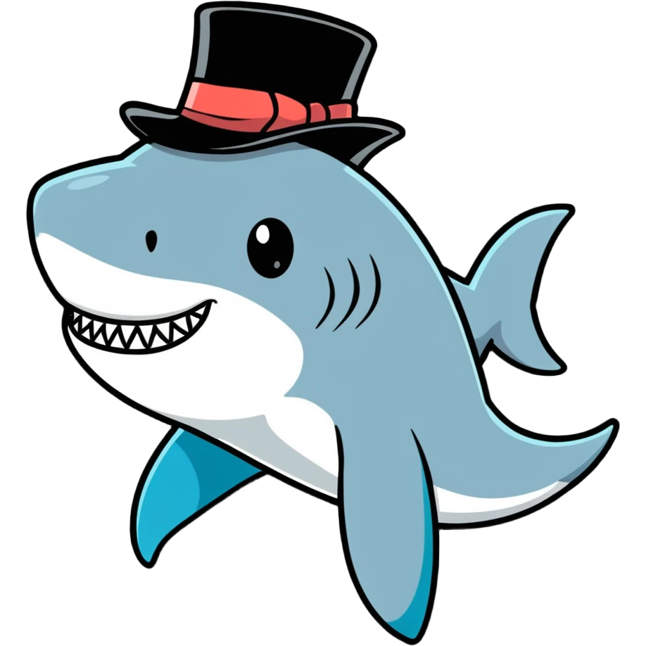 Shark with a top hat emoji