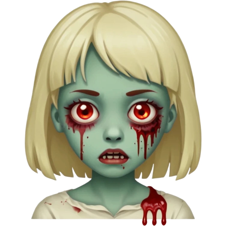 emoji de zumbi garota com franja piercing no nariz e sangue com o fundo preto emoji
