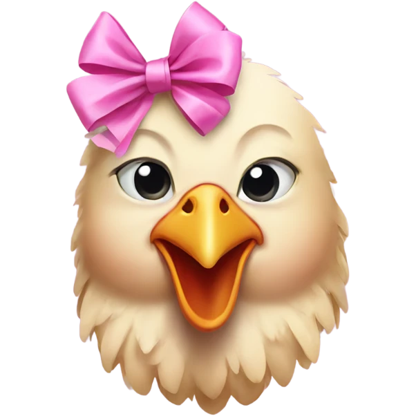 Chicken wearing a pink bow  emoji