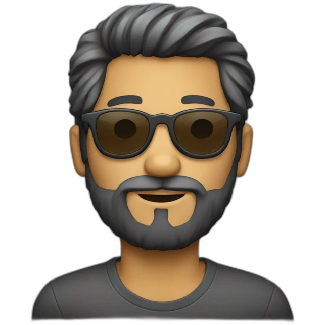 Chico con gafas, pelo y barba gris oscuro  emoji