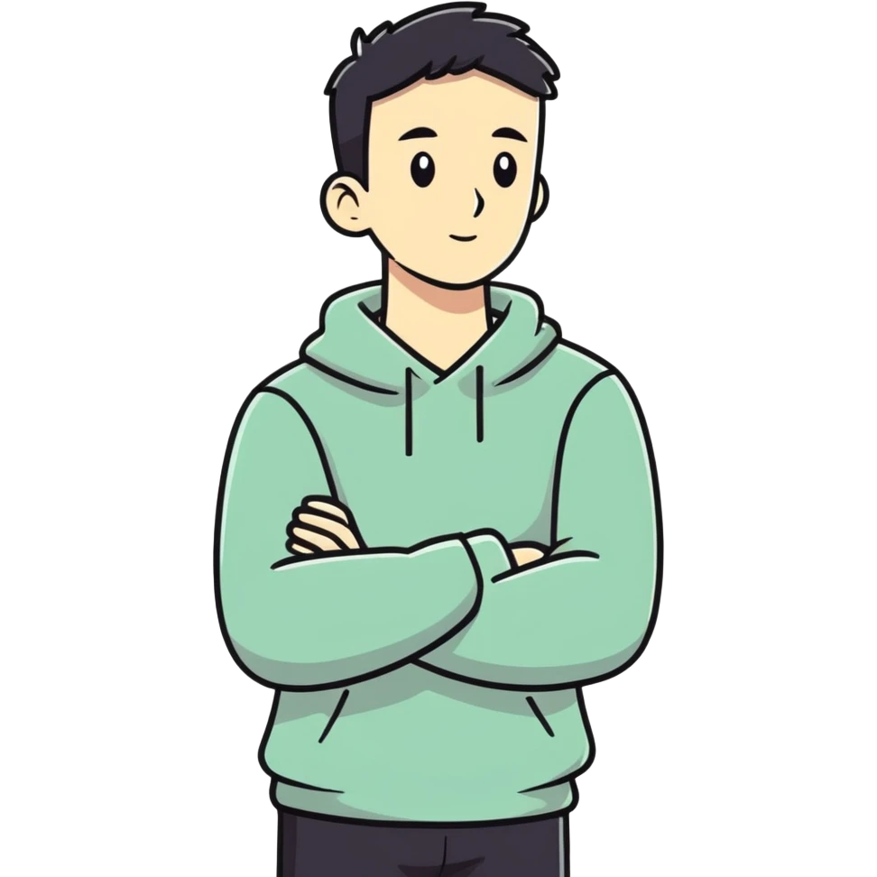 man crossing arms around neck emoji