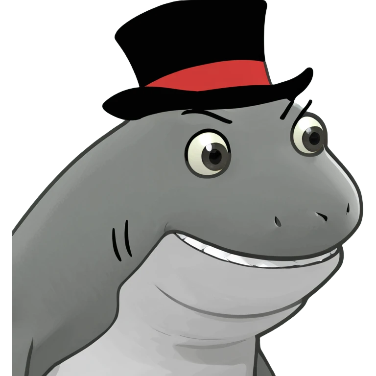Shark with a top hat emoji