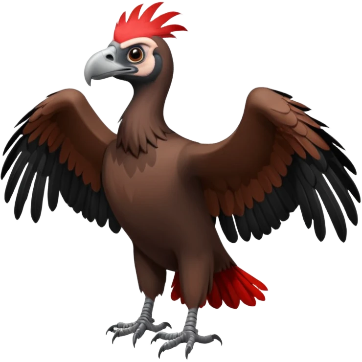 mature vulture with black and reddish feathers looking forward emoji