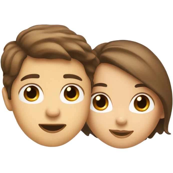 Brown haired white boy and brown haired white girl kiss emoji