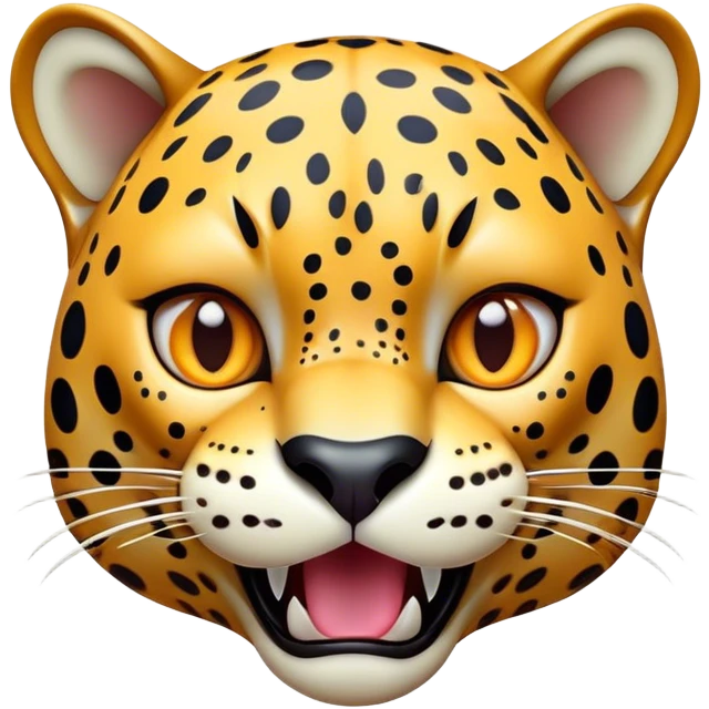 Cinematic Comical Jaguar Portrait Emoji, Head tilted dramatically with an exaggeratedly shocked expression, featuring a sleek, agile form with bold spotted patterns and wide, comically expressive eyes full of humorous disbelief, Simplified yet hilariously expressive features, highly detailed, glowing with a slightly sassy wild glow, high shine, dramatic yet playful, stylized with an air of quirky feline attitude, soft glowing outline, capturing the essence of a meme-worthy jaguar that appears ready to side-eye its way into viral fame instantly! emoji