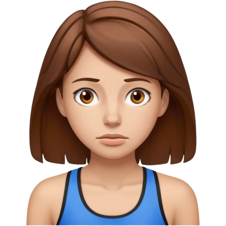 피곤해보이는, 운동복 입은 여자 / 갈색머리 emoji