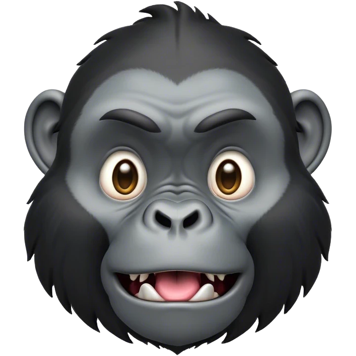 Cinematic Comical mountain Gorilla Portrait Emoji, Head tilted dramatically with an exaggeratedly shocked expression, featuring a stately black and grey mane and wide, comically expressive eyes full of humorous disbelief, Simplified yet hilariously expressive features, highly detailed, glowing with a slightly sassy jungle glow, high shine, dramatic yet playful, stylized with an air of quirky primate attitude, soft glowing outline, capturing the essence of a meme-worthy mountain that appears ready to side-eye its way into viral fame! emoji