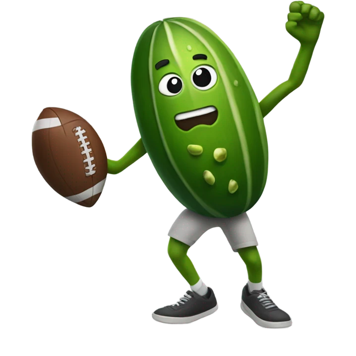 Pickle throwing a football ￼ emoji