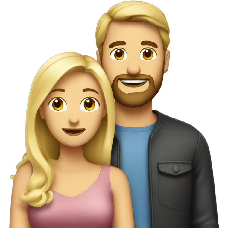 Husband with beard and blonde wife emoji
